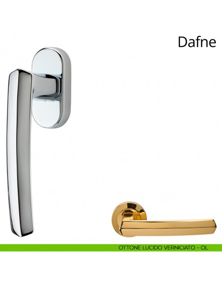 Maniglia per finestra martellina DK Dafne Linea Calì ottone lucido verniciato