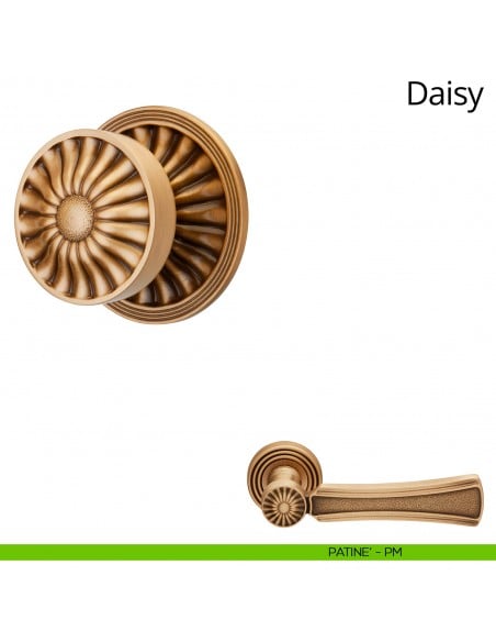 Pomolo per porta fisso Daisy Linea Calì con rosetta tonda patinè