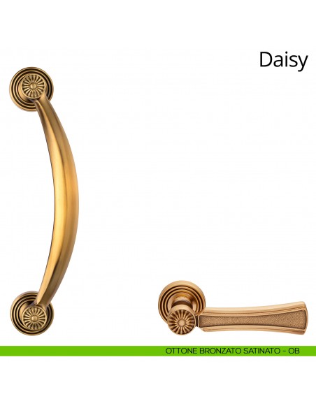 Maniglione per porta Daisy Linea Calì con rosette tonde ottone bronzato satinato
