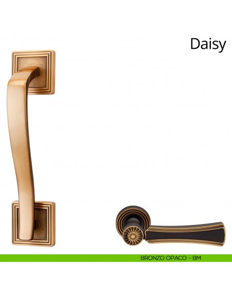Maniglione per porta Daisy Linea Calì con rosette quadrate bronzo opaco