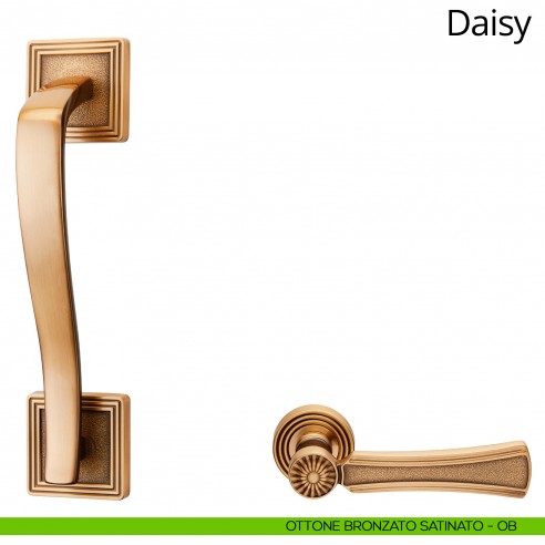 Maniglione per porta Daisy Linea Calì con rosette quadrate ottone bronzato satinato