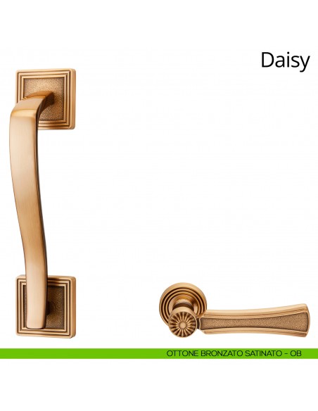 Maniglione per porta Daisy Linea Calì con rosette quadrate ottone bronzato satinato