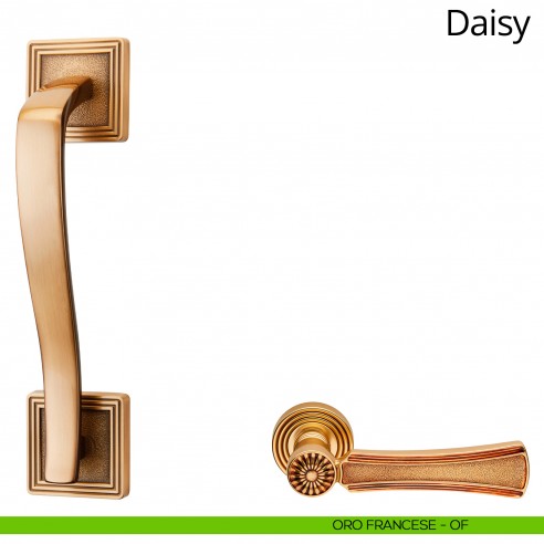 Maniglione per porta Daisy Linea Calì con rosette quadrate oro francese