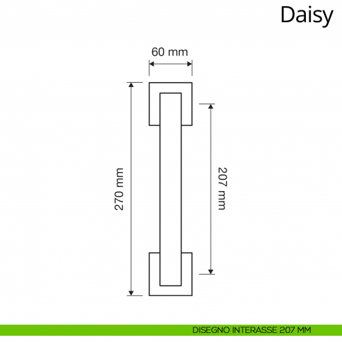 Maniglione per porta Daisy Linea Calì con rosette quadrate disegno