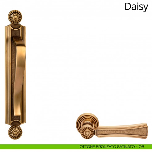 Maniglione per porta Daisy Linea Calì con placca ottone bronzato satinato