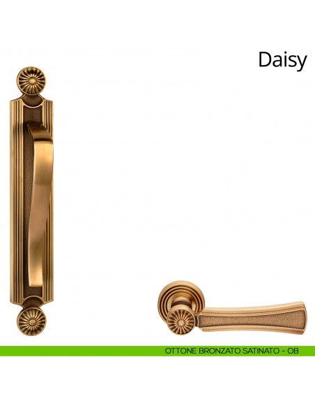 Maniglione per porta Daisy Linea Calì con placca ottone bronzato satinato