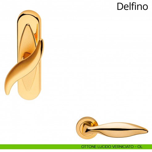 Maniglia per finestra cremonese Delfino Linea Calì ottone lucido verniciato