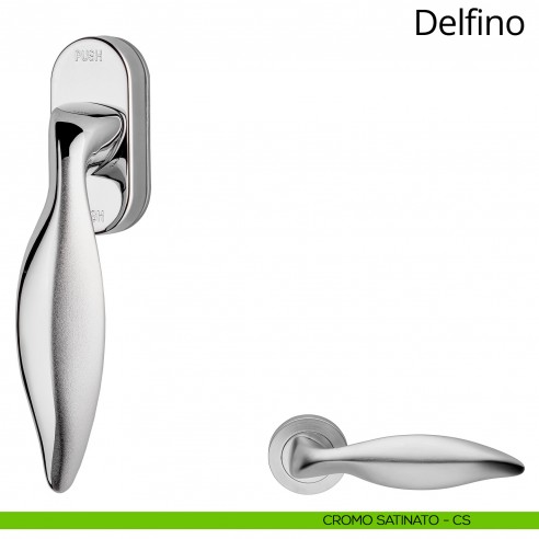 Maniglia per finestra martellina DK antintrusione Delfino Linea Calì cromo satinato
