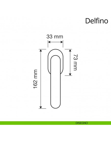 Maniglia per finestra martellina DK antintrusione Delfino Linea Calì disegno