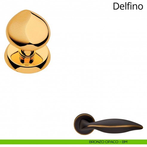 Pomolo per porta fisso Delfino Linea Calì con rosetta tonda bronzo opaco