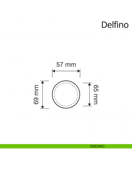 Pomolo per porta fisso Delfino Linea Calì con rosetta tonda disegno