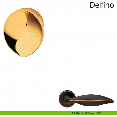 Pomolo per porta girevole Delfino Linea Calì con rosetta tonda bronzo opaco