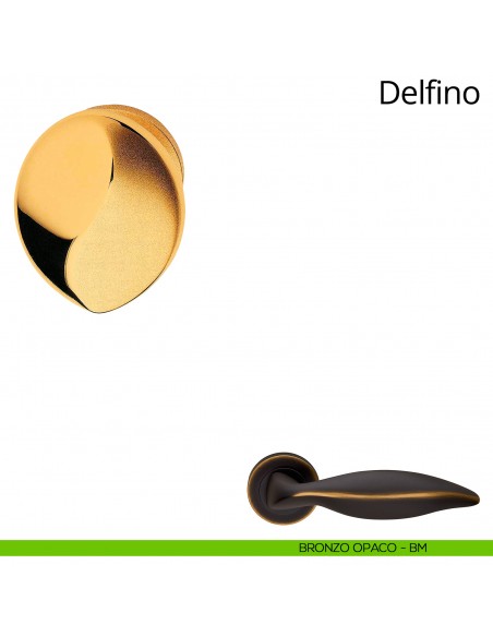 Pomolo per porta girevole Delfino Linea Calì con rosetta tonda bronzo opaco