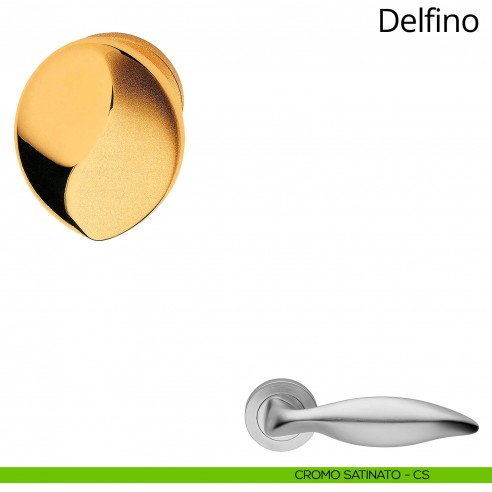 Pomolo per porta girevole Delfino Linea Calì con rosetta tonda cromo satinato
