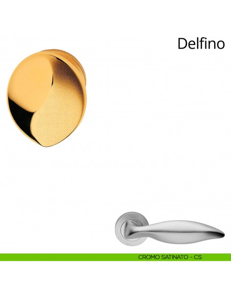Pomolo per porta girevole Delfino Linea Calì con rosetta tonda cromo satinato
