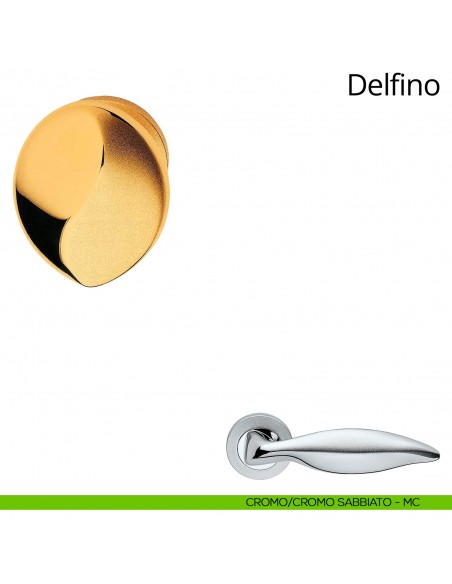Pomolo per porta girevole Delfino Linea Calì con rosetta tonda cromo sabbiato + cromo lucido