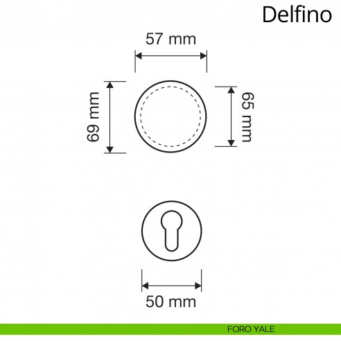 Pomolo per porta girevole Delfino Linea Calì con rosetta tonda foro yale
