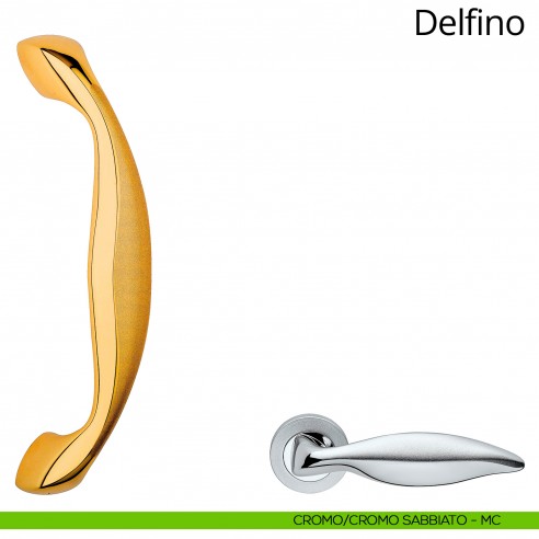 Maniglione per porta Delfino Linea Calì cromo sabbiato + cromo lucido