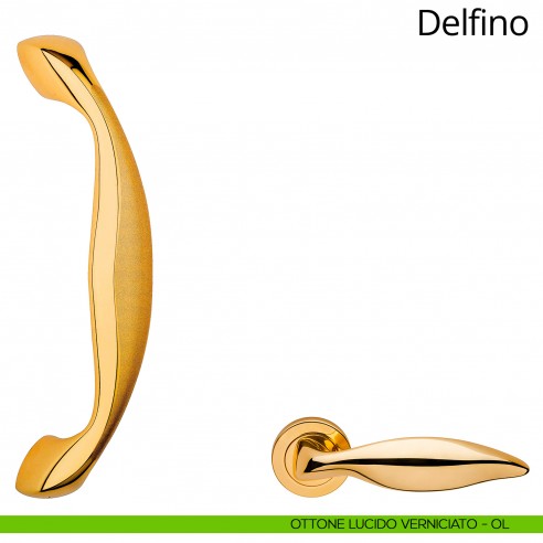 Maniglione per porta Delfino Linea Calì ottone lucido verniciato
