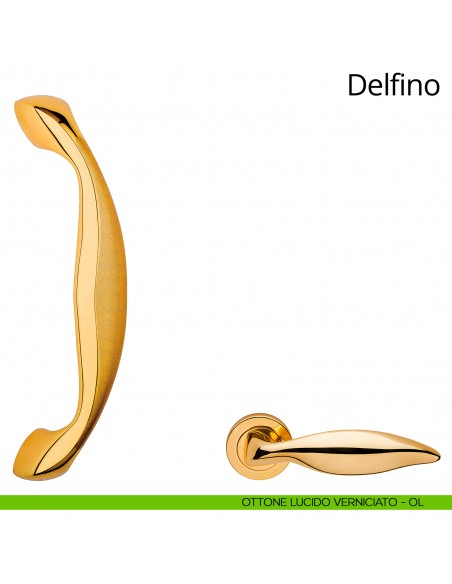 Maniglione per porta Delfino Linea Calì ottone lucido verniciato