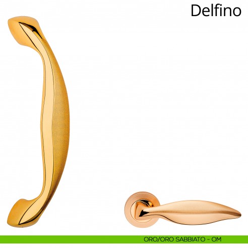 Maniglione per porta Delfino Linea Calì oro + oro sabbiato
