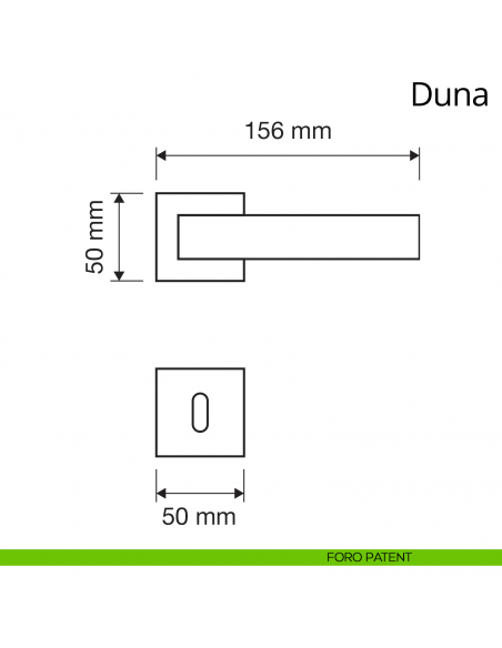 Maniglia per porta interna Duna Linea Calì rosetta quadrata tradizionale foro patent
