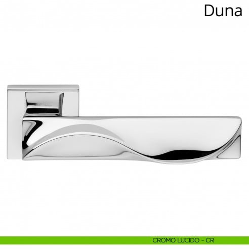 Maniglia per porta interna Duna Linea Calì rosetta quadrata bassa cromo lucido