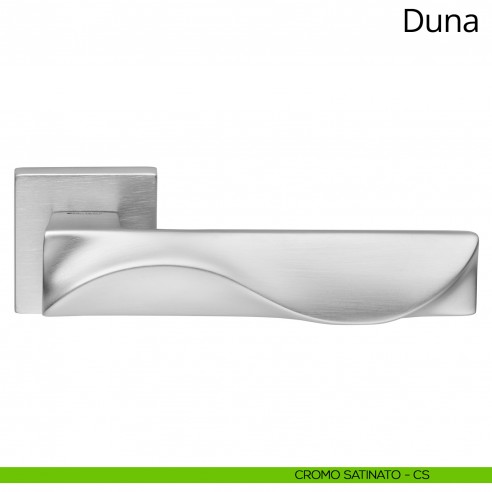 Maniglia per porta interna Duna Linea Calì rosetta quadrata bassa cromo satinato