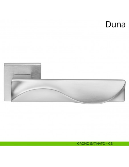 Maniglia per porta interna Duna Linea Calì rosetta quadrata bassa cromo satinato