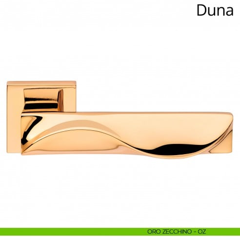 Maniglia per porta interna Duna Linea Calì rosetta quadrata bassa oro zecchino