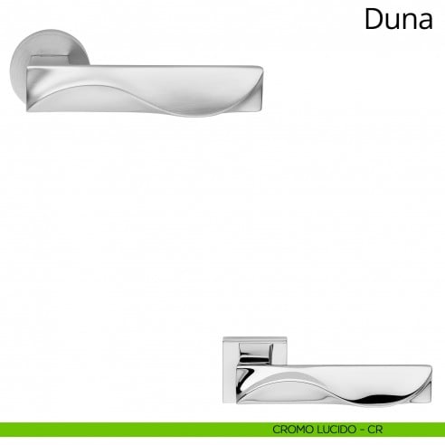 Maniglia per porta interna Duna Linea Calì rosetta tonda tradizionale cromo lucido