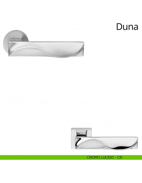 Maniglia per porta interna Duna Linea Calì rosetta tonda tradizionale cromo lucido