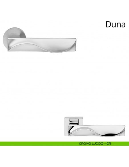 Maniglia per porta interna Duna Linea Calì rosetta tonda bassa cromo lucido