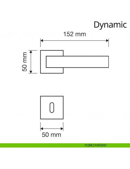 Maniglia per porta interna Dynamic Linea Calì rosetta quadrata tradizionale foro patent