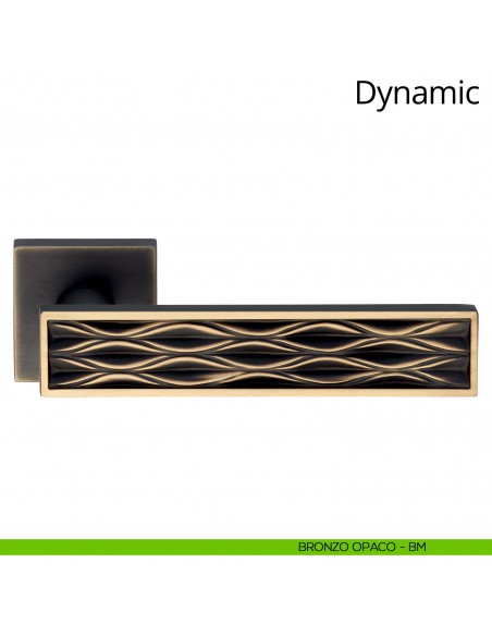 Maniglia per porta interna Dynamic Linea Calì rosetta quadrata bassa bronzo opaco