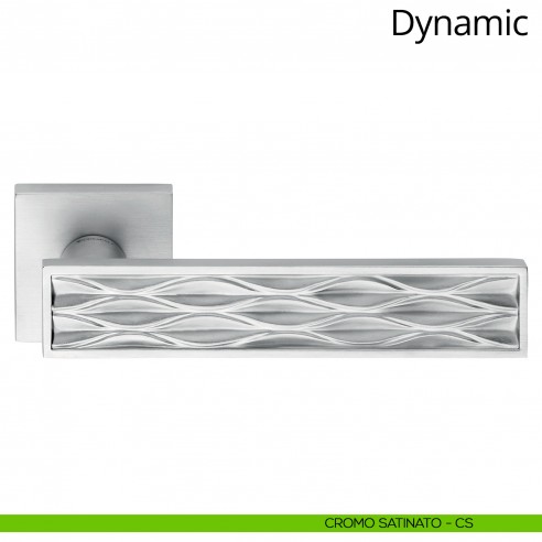 Maniglia per porta interna Dynamic Linea Calì rosetta quadrata bassa cromo satinato