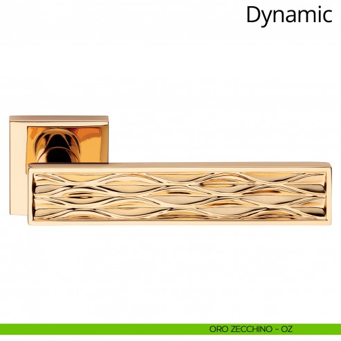 Maniglia per porta interna Dynamic Linea Calì rosetta quadrata bassa oro zecchino