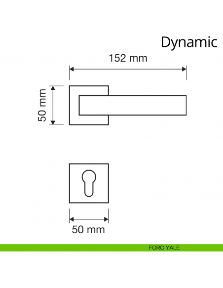 Maniglia per porta interna Dynamic Linea Calì rosetta quadrata bassa foro yale