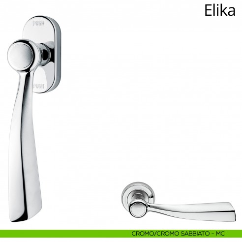 Maniglia per finestra martellina DK antintrusione Elika Linea Calì cromo sabbiato + cromo lucido