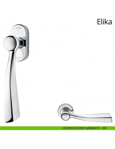 Maniglia per finestra martellina DK antintrusione Elika Linea Calì cromo sabbiato + cromo lucido