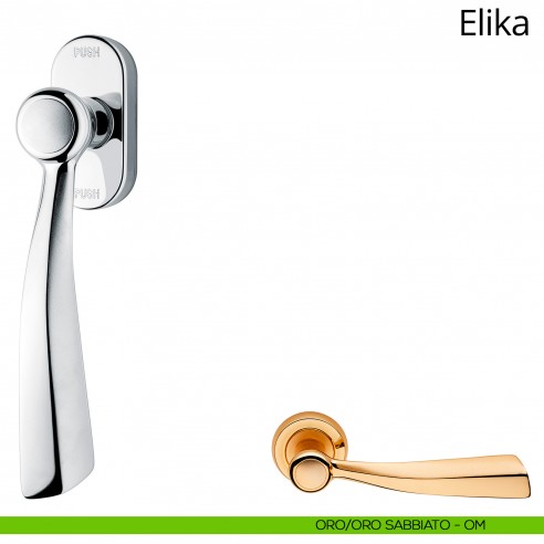 Maniglia per finestra martellina DK antintrusione Elika Linea Calì oro sabbiato + oro