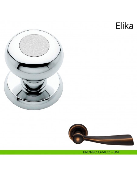 Pomolo per porta fisso Elika Linea Calì con rosetta tonda bronzo opaco