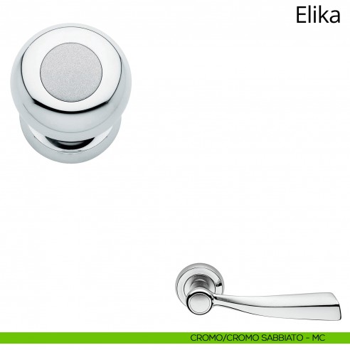 Pomolo per porta girevole Elika Linea Calì con rosetta tonda cromo lucido + cromo sabbiato