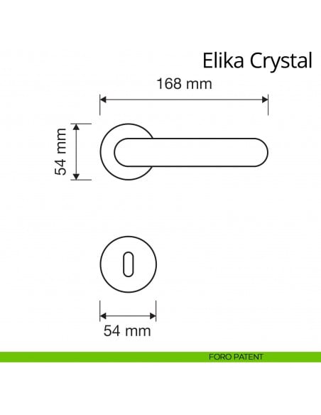 Maniglia Swarovski per porta interna Elika Crystal Linea Calì foro patent