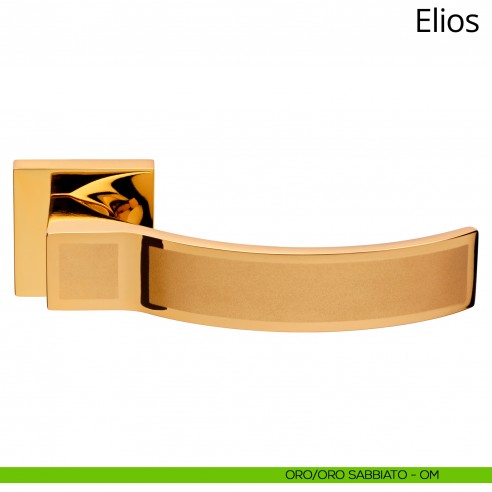 Maniglia per porta interna Elios Linea Calì rosetta bassa oro + oro sabbiato