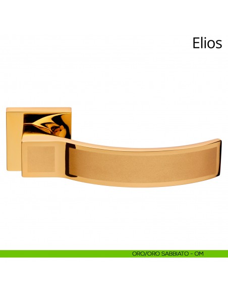 Maniglia per porta interna Elios Linea Calì rosetta bassa oro + oro sabbiato