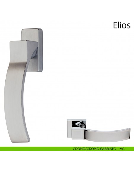 Maniglia per finestra martellina DK Elios Linea Calì cromo lucido + cromo sabbiato