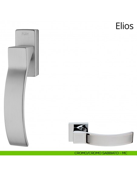 Maniglia per finestra martellina DK antintrusione Elios Linea Calì cromo lucido + cromo sabbiato