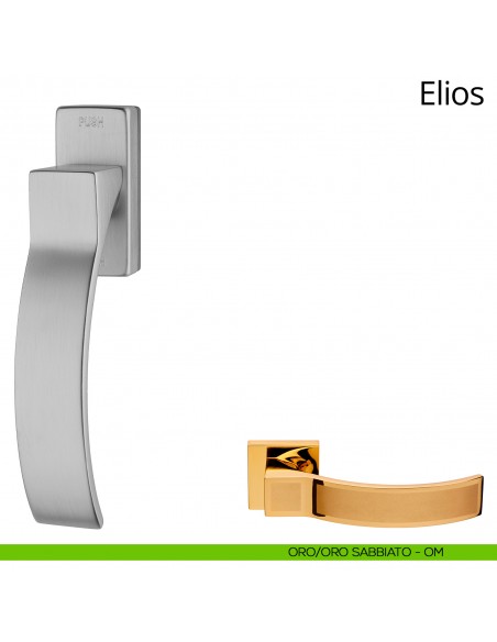Maniglia per finestra martellina DK antintrusione Elios Linea Calì oro + oro sabbiato