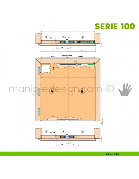 Kit per porta pieghevole a battente Sisco Sistem Serie 100